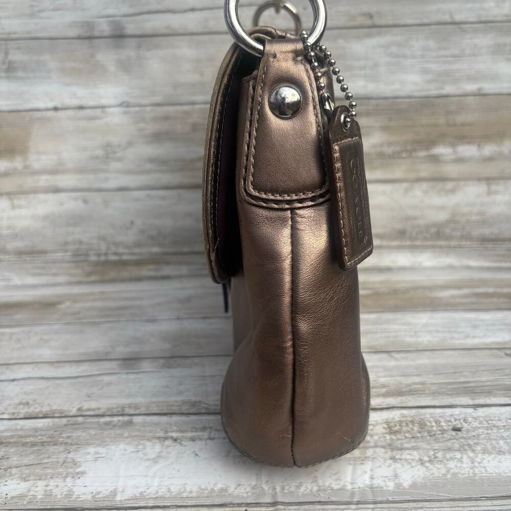 Coach Purse Soho Pleated Shoulder Bag Baguette Bronze Metallic F18217 - Picture 4 of 16